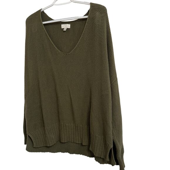 Lucky Brand Knitted Green Sweater Women Size Large Long sleeve Top Shirt - Picture 2 of 5